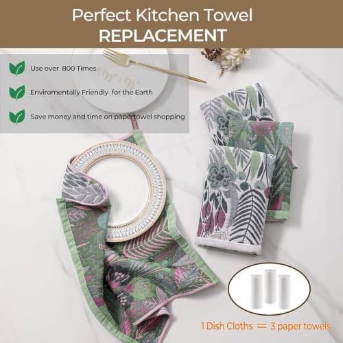 Cotton Vintage Flower Dish Towels, 16x15 Inch - Image 3