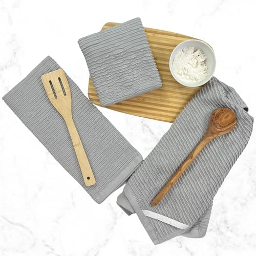 Serafina Home Light Grey Gray Kitchen Hand Dish Towels: Oversized 28" x 18" - Image 7