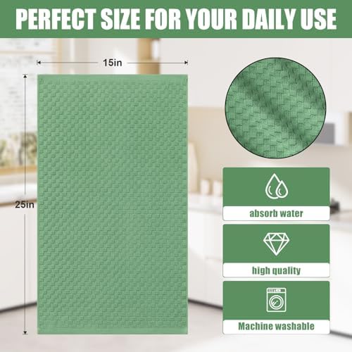 Homaxy 100% Cotton Terry Kitchen Towels, Grass Green - Image 4
