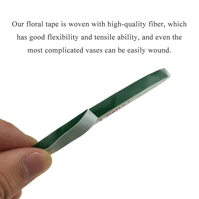 HAHIYO Green 0.25Inch Wide (200Feet/66Yard Total) 2Rolls Floral Tape Waterproof Florist Tape Flower Wrap Adhesive Waterproof Decorative Tape for Bouquet Stem Wrapping Flower Arranging and Floral Craft