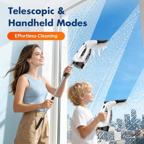 Window Vacuum Squeegee, Cordless Extendable Pole - Image 2