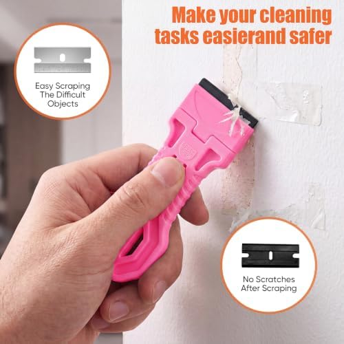 4 Pack Razor Blade Scraper, 25 Blades, Long Handle Scraper Tool - Image 6