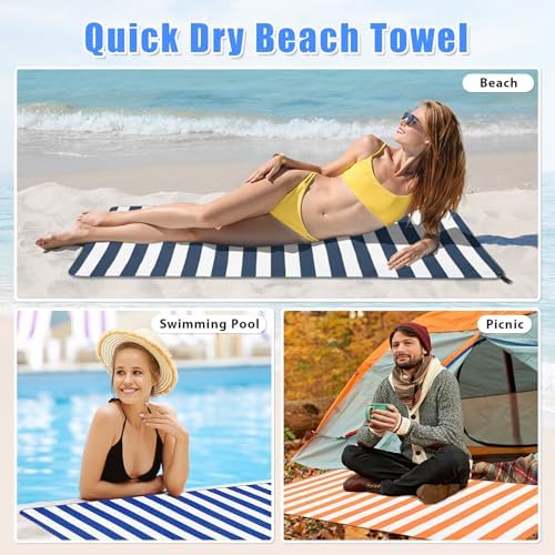 Sfee 2 in 1 Microfiber Beach Towel, Quick Dry Towel Camping Towel Travel Towel - Image 4