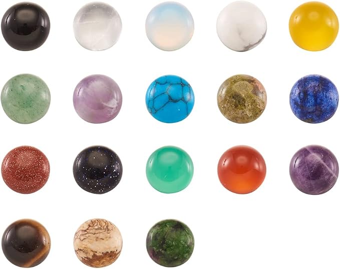 Beadthoven 90pcs 8mm Mix Natural Stone Cabochons Beads Half Round Flatback - Image 2