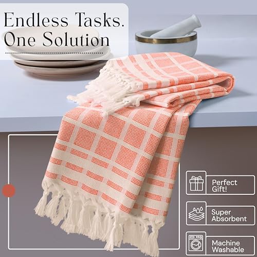 Matrix Dobby Kitchen Towels Set of 4, 100% Cotton, Combo Pack, Absorbent Tea - Image 2