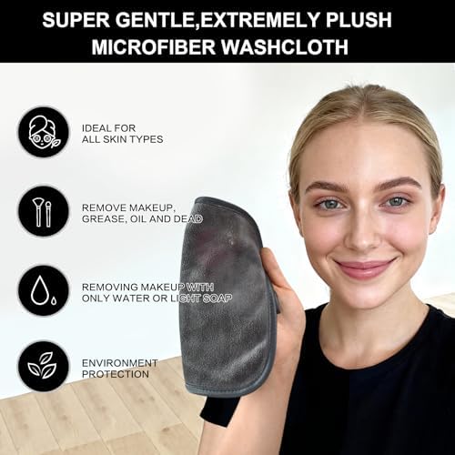 Microfiber Facial Cloths Fast Drying Washcloth 8inch x 8inch Grey 6 pack - Image 4