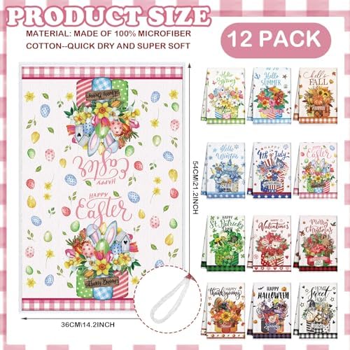 FuWeave 12 Pcs Seasonal Kitchen Towels Set - Image 2
