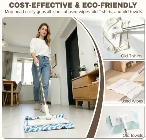 Hands Free Flat Mop, Zero Touch Gap Dust Cleaner & Locking Head - Image 6