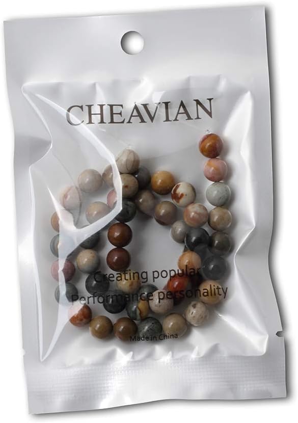 45PCS 8mm Natural USA Picture Stone Gemstone Round Loose Beads - Image 5