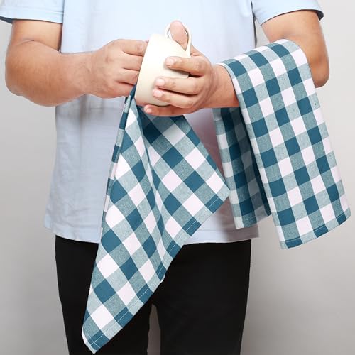 Gingham Check Kitchen Towels, 4 Pack, 16x26 Inches, 100% Cotton - Image 6