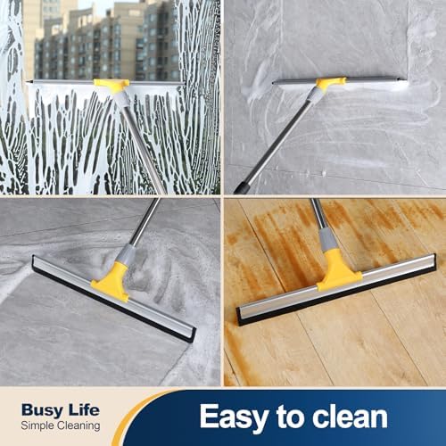 Yocada Rubber Floor Squeegee 17.7" TPR Blade Scrubber Broom 61.8inch Pole - Image 6