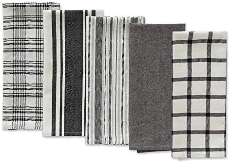 DII Assorted Woven, Kitchen Dishtowel Set, 5 Piece - Image 3