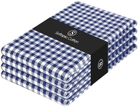 4 Pack Gingham Check Kitchen Dish Towels 16x26 Inches, Absorbent & Durable by SoftopiaCotton