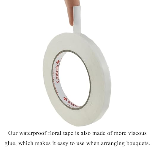 HAHIYO White 0.5Inch Wide Floral Tape, Waterproof Florist Tape Flower Wrap Adhesive Waterproof Decorative Tape for Bouquet Stem Wrapping Flower Arranging and Floral Craft, 2Rolls 200Feet/66Yard Total