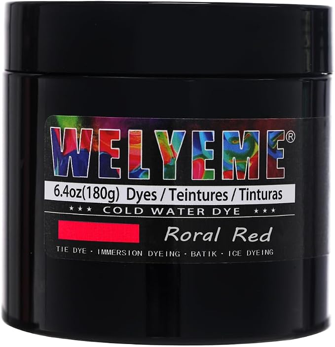 Cold Water Dye Roral Red, Tie Dye Powder, Fabric Dye Powder by WELYEME