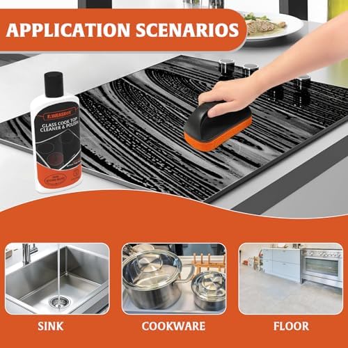 AWEASROY Glass Stove Top Cleaner Kit 12 oz, No Scratch Removes Tough Stains - Image 3