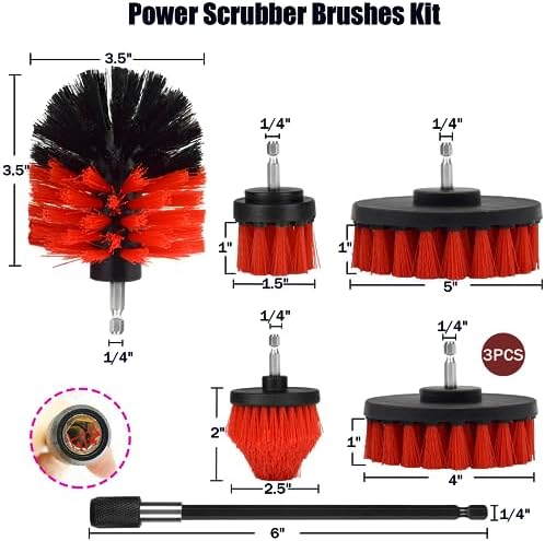 8 Pack Drill Brush Attachment Set, 1/4in Power Scrubber Brush + Extend Long Rod - Image 3