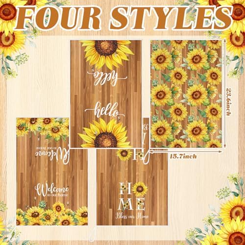 Bencailor 4 Pcs Sunflower Kitchen Towels Gifts Floral Hand Dish Towels - Image 3