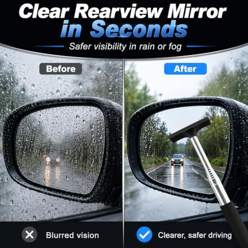 2 Pack Car Side Mirror Squeegee, Silicone Blade Rearview Mirror Cleaner - Image 4