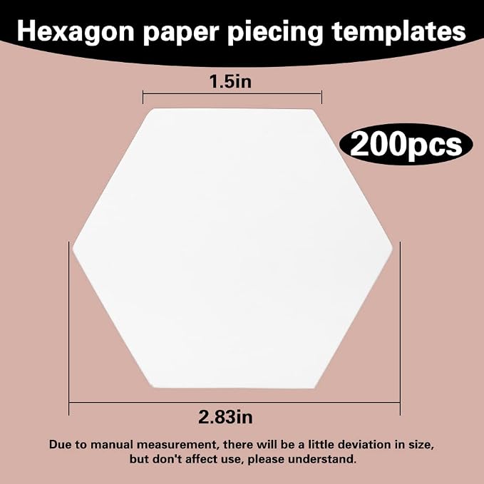 200 Count Paper Piecing Shapes Hexagon Paper Piecing Templates Quilting - Image 2