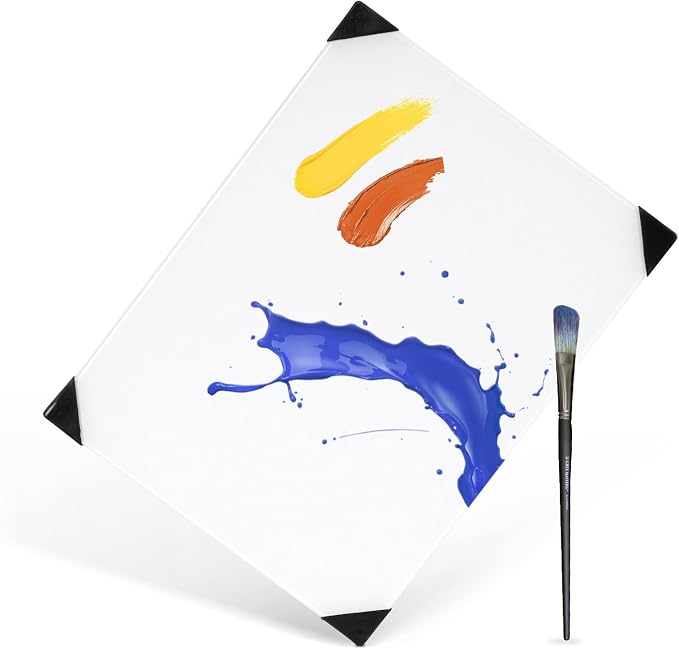 Glass Palette for Oil Painting, 16 x 12 Inches, Ultra White, Watercolor by QUEENLINK