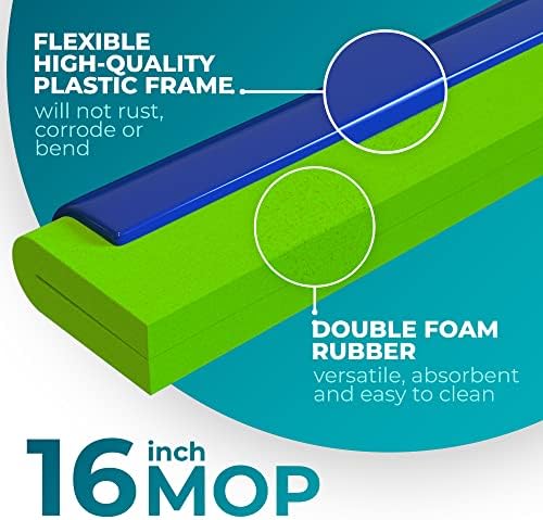 HeloMor 16 Inch Floor Squeegee Head 3 Pack, Foam Squeegee Broom - Image 3