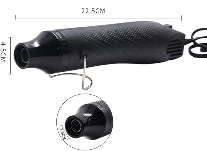 Heat Gun,mofa Hot Air Gun Tools Shrink Gun with Stand For DIY Embossing And Drying Paint Multi-Purpose Electric Heating Nozzle 300W 110V (Black,Black)