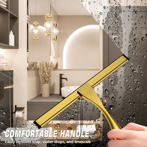 Shower Squeegee for Glass Doors, Stainless Steel, 12 Inch, 3 Hooks - Image 2