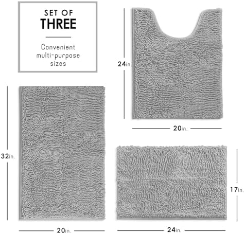 Hearth & Harbor Bathroom Rugs, Chenille Bath Mat - Image 3