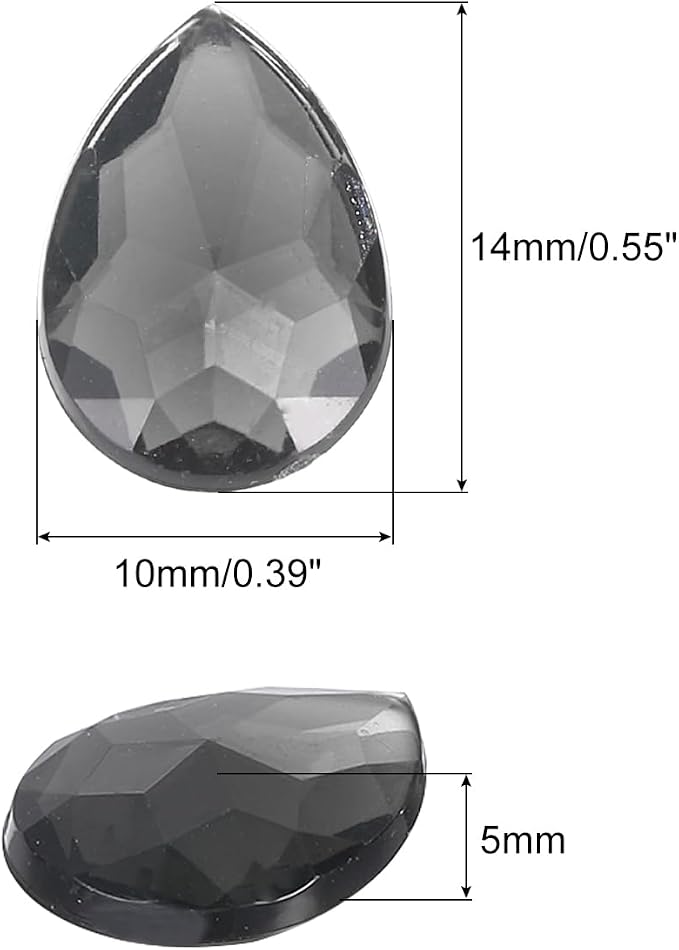 MECCANIXITY 50PCS Flat Back Acrylic Teardrop Gems 10x14mm Artificial Rhinestones - Image 2