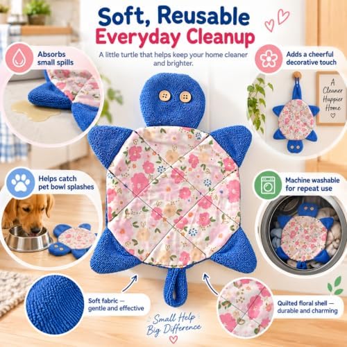 Floor Turtle Foot Mop, Washable Spill Towel, 1 Pack - Image 2