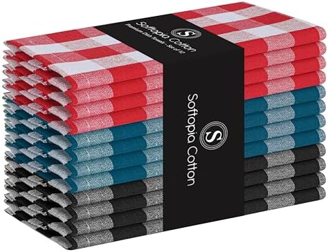 Multi Dish Towels 12 Pack Combo, Quick Drying Cloths, 100% Cotton, Absorbent by SoftopiaCotton