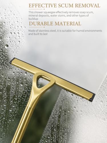 Gold Squeegee for Shower Glass 8.9x8.7in Brushed Stainless Steel - Image 6