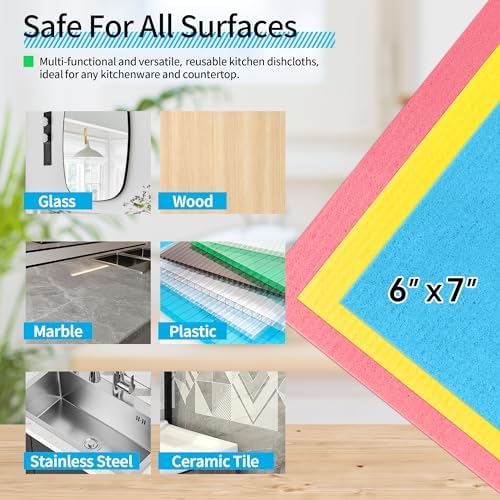 Swedish Dishcloths for Kitchen 10 Pack, Absorbent Dish Towels for Kitchen - Image 2