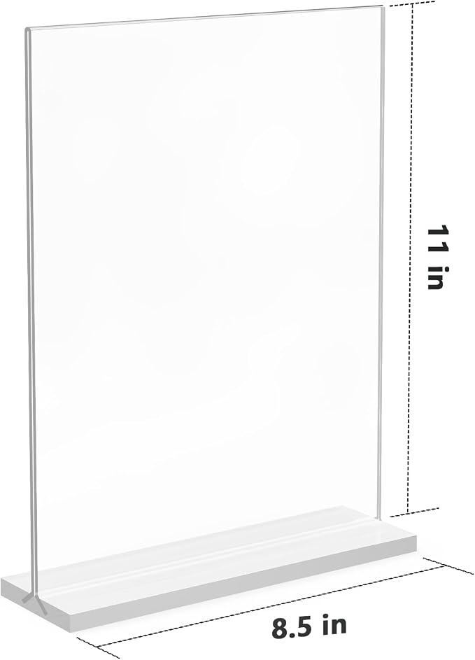 MaxGear Acrylic Sign Holder 8.5" x 11" Double Sided Acrylic Stand, 3 Pack | - Image 5