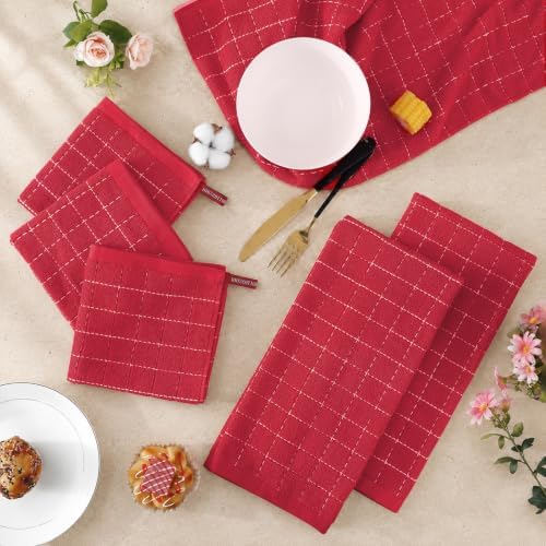 Kitinjoy 100% Cotton Kitchen Towels and Dishcloths Set - Image 2