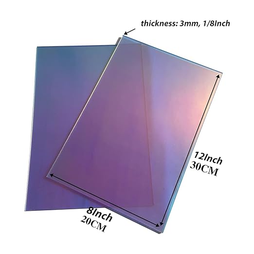 2 Pcs Clear Color Acrylic Sheets for Laser Cutting Thick 3mm 8x12x1/8In Color Clear Acrylic Sheet with Protective Paper for Handcrafts Signs