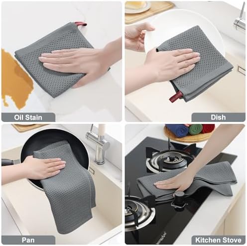 Homaxy 8 Pack 100% Cotton Kitchen Towels and Dishcloths Set - Image 5