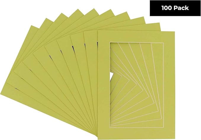 11x14 Mat for 8.5x11 Photo - Precut Pistachio Green Picture Matboard for Frames Measuring 11 x 14 Inches - Bevel Cut Matte to Display Art Measuring 8.5 x 11 Inches - Acid Free Pack of 100 MATS