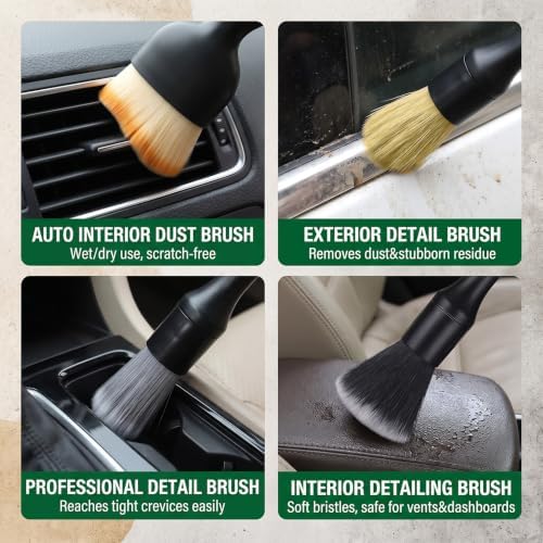 4 Pcs Car Detailing Brush Set, Boars Hair Ultra Soft Detailing Brushes - Image 3