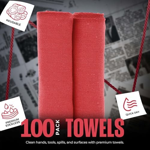 Utopia Cotton Shop Towels, 100 Pack, 12x14 Cleaning Rags - Image 3