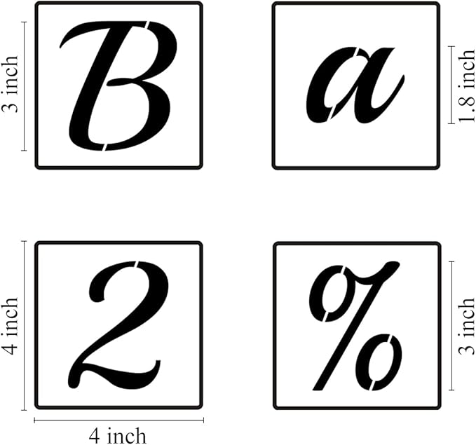 3 Inch Alphabet Letter Stencils for Painting - 70 Pack Letter and Number Stencil Templates with Signs for Painting on Wood, Reusable Cursive Letters Stencils for Chalkboard Wood Signs & Wall Art