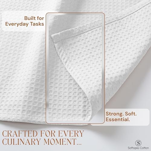 White Waffle Kitchen Dish Towels 100% Cotton, Quick Drying, Bar & Hand Towels - Image 2