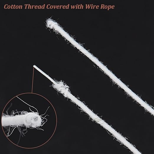 OLYCRAFT 50 Yards/45.7m White Wire Cotton Covered Cloth Covered Stem Floral Wire - Image 4