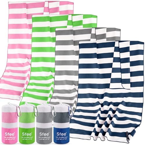 Sfee 4 Pack Microfiber Travel Towel, Beach Towel Quick Dry Towel Camping Towel by Sfee