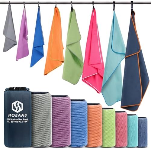 HOEAAS 2 Pack Microfiber Camping Towels, Quick Dry Towel, Super Absorbent Ultra by HOEAAS