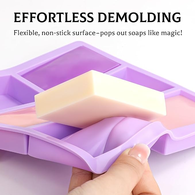 SJ Silicone Soap Molds 3 Packs, Rectangle Soap Molds - Image 2