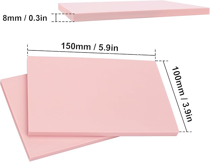 25 Pcs 4"x6" Rubber Linoleum Stamp Carving Blocks for Printmaking, Linocut Artists, Crafts - Light Pink by KUKLIPJIM