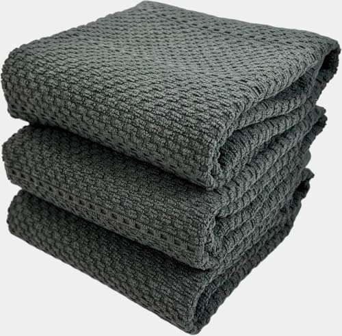 Serafina Home Dark Grey Gray Kitchen Hand Dish Towels: Oversized 28" x 18" by SerafinaHome