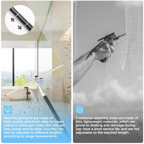 17“- 60" Extendable Long Handle 2-in-1 Window Squeegee Silver - Image 5